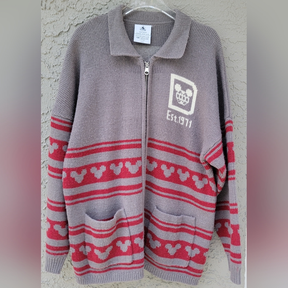 Walt Disney World Mickey Spirit Jersey Zip Front Sweater Cardigan size medium